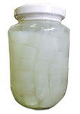 Coconut gel in syrup jar glass